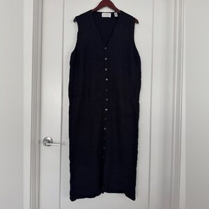 100% Wool Long Dress Lord & Taylor Dark Blue Sleeveless Dress